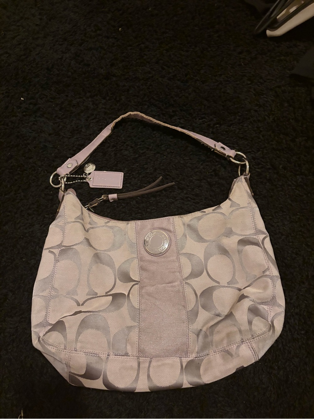 Vintage COACH Signature Canvas Shoulder Bag B1261-F19281 Purple Y2K